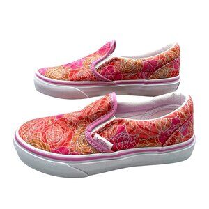 Vans Kids Girls 3 Classic Slip On Floral Canvas Shoes Size Pink Rose Camo New